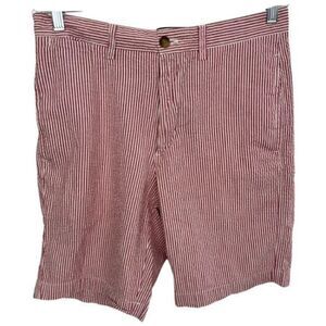 Chaps Red and White Seersucker Shorts. Flat front. Size 30